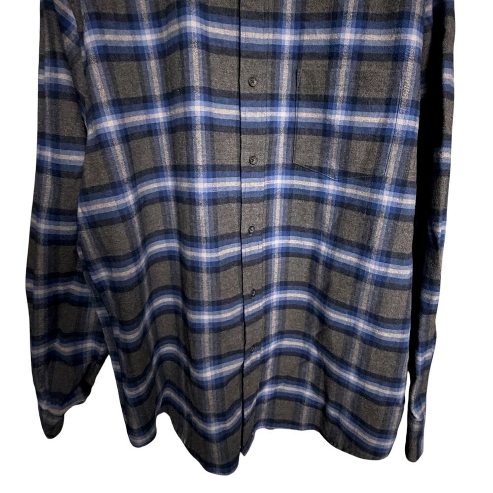 Pendelton Mason Gray & Blue 100% Cotton Flannel Plaid Mens XL Button Down Shirt - Picture 4 of 8